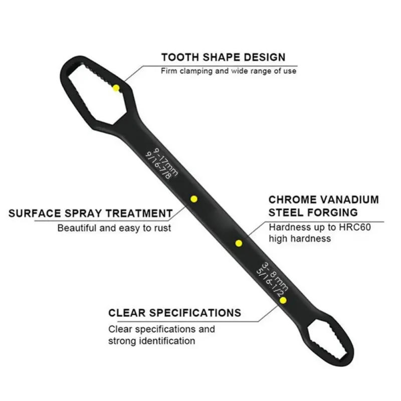 Description Picture 4 of item1pc Universal Adjustable Double-Head Wrench - Effortlessly Tackle Various Tasks with 3-17mm Range and Versatile Design