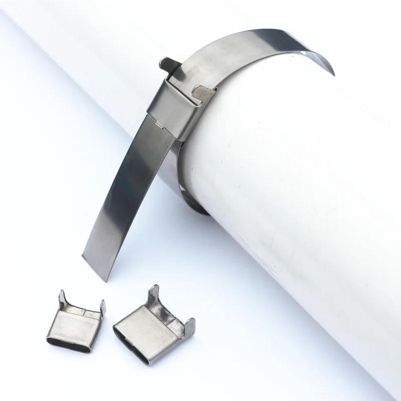 Description Picture 4 of item100PCS 6.4/10/12/16/19mm Stainless Steel Cable Ties Self-Locking Pipe Clip Buckle Connector Tube Packing Industrial Pipeline