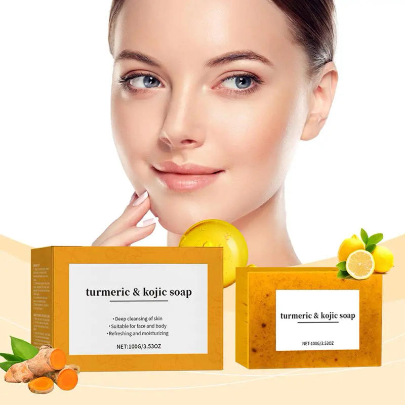 Description Picture 4 of item100g Turmeric Hand Made Soap Lemon Kojic Acid Soap Shower  Facial Soap Deep Cleaning Moisturizing For Face Body Skin Care
