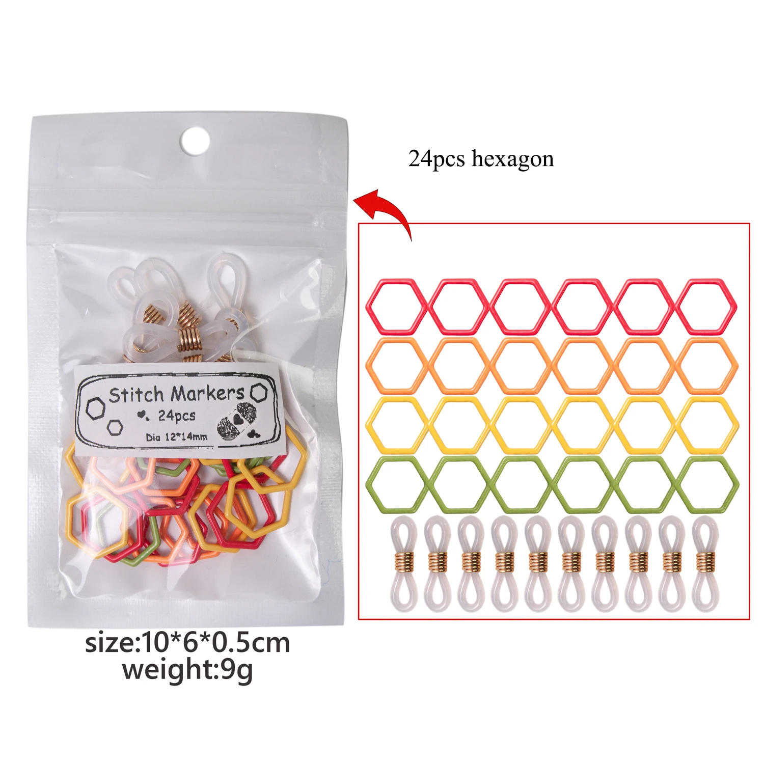 Description Picture 5 of itemMixed Color Metal Polygon Clip Locking Stitch Marker Ring 12-24pcs Crochet Latch Knitting Tools Needle Clip Hook Sewing Tool