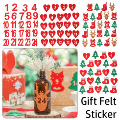 Self Adhesive Package Label Countdown Biscuit Package Gift Felt Sticker Advent Calendar Number Xmas Ornament Christmas Label
