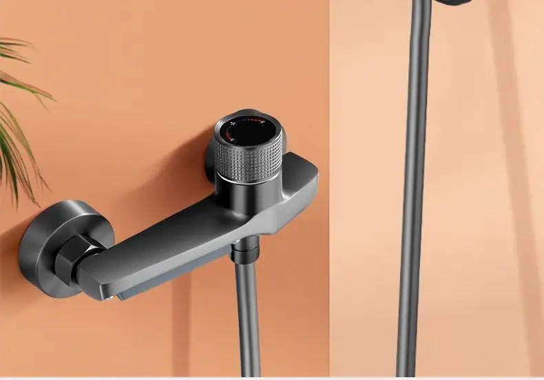 Description Picture 5 of itemBathroom shower system set, dual use hot and cold shower triple faucet, gun gray simple shower set