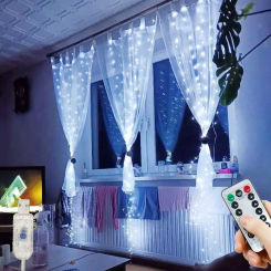 Christmas Decoration for Home Light LED 8 Mode Garland Party Wedding Light Bedroom USB Curtain Lights Holiday Fairy String Light