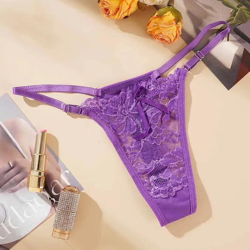 Description Picture 6 of itemLace Underwear For Women Low Rise Adjustable Waist Thongs Sexy Perspective G-String Female Breathable Underpants Lingerie