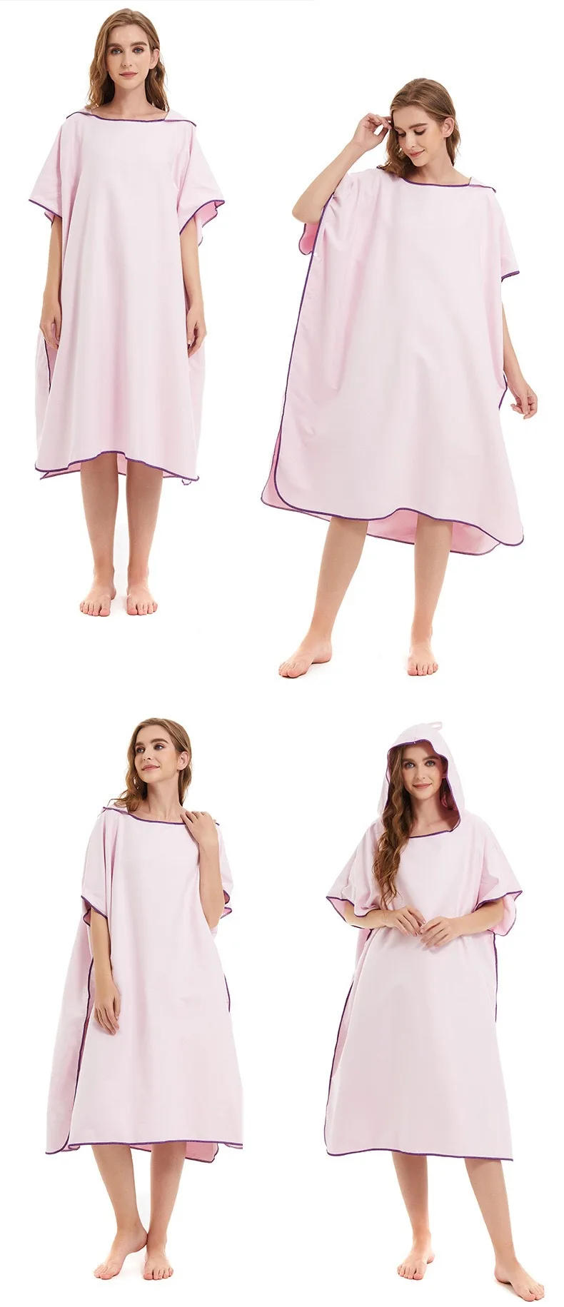 Description Picture 3 of itemMicrofiber Hooded Towel Men Women for Swim Beach Travel Quick Dry Changing Robe Cape Bath Towel Bathrobe Surf Poncho Sauna Playa