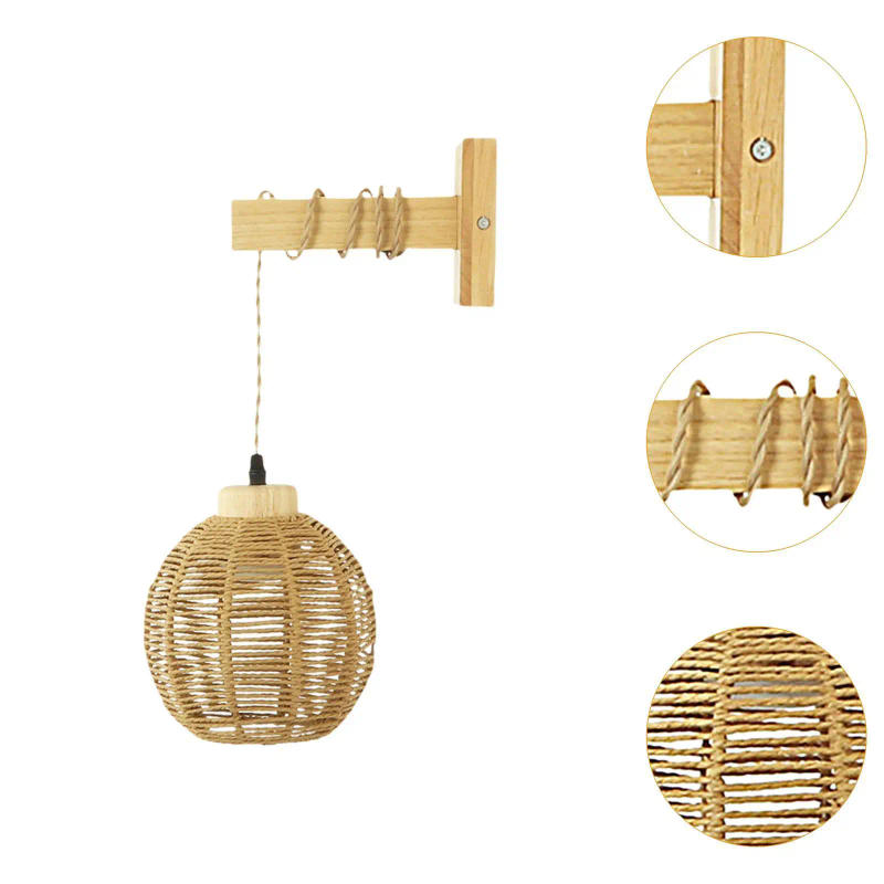 Description Picture 6 of itemRattan Lampshade Wall Sconces Wall Light Shade for Outdoor Farmhouse Kitchen