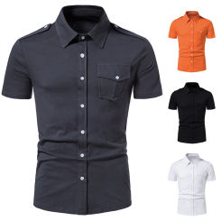 Summer New Men's Short Sleeved Knitted Shirt, Men's Casual Solid Color Short Sleeved Shirt Top Instagram Trend