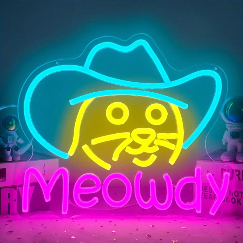 Description Picture 2 of itemLed neon signs for Home Wall decorations Home Lights Decorative neon signs, Cowboy Cat neon Signs Meow's Cowboy Hat Light Decor