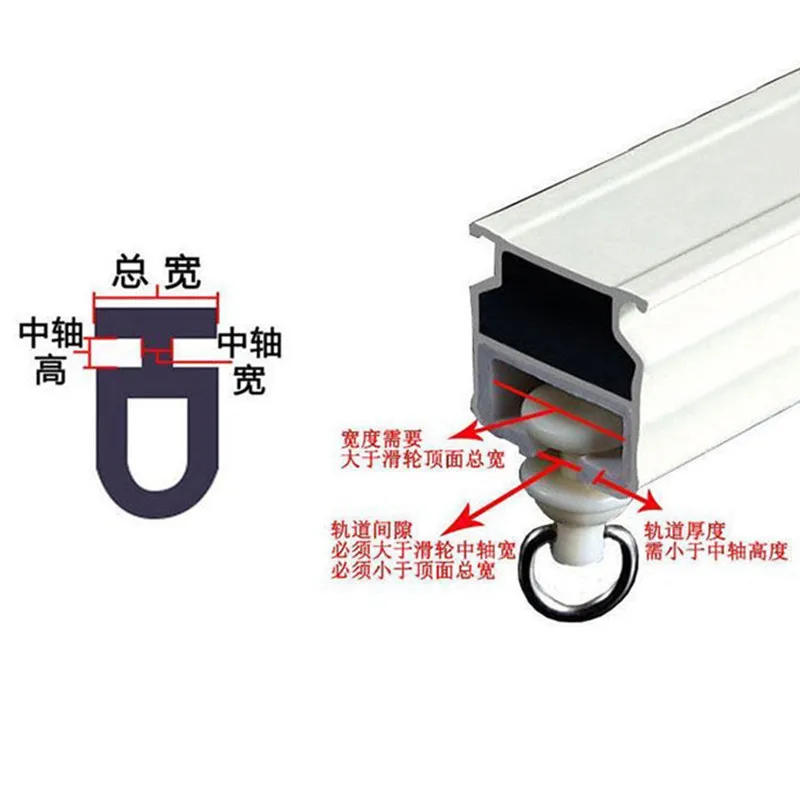 Description Picture 4 of itemAlloy Plastic Curtain Wheel Rail Straight Curved Track Rollers Hanging Curtains Hook Ring Window Decorative Hardware Accessories