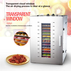 16 Trays Food Dehydrator Machine 1000W Stainless Steel Electric Food Dryer Adjustable Temperature
