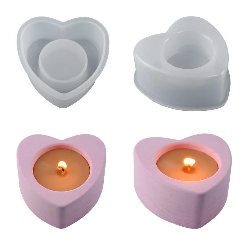 Description Picture 2 of itemLove Candlestick Silicone Mold DIY Heart Shape Candle Holder Concrete Cement Gypsum Mould Epoxy Resin Handicraft Mold Home Decor