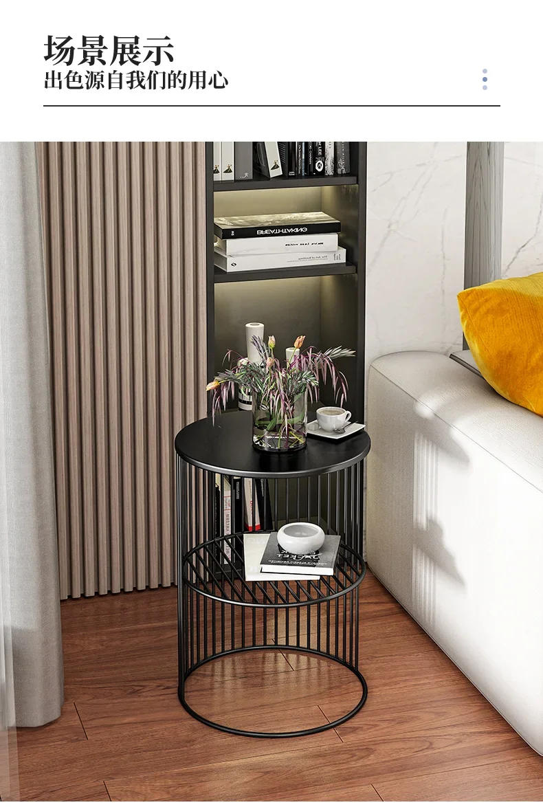 Description Picture 5 of itemNordic Iron Light Luxury Side Table Small Coffee Table Flower Few Sofa Corner Cabinet Rack Living Room Mini Round Corner Table