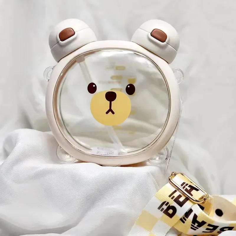 Description Picture 6 of item750MLCute Bear Kettle Straw Water Bottle Summer Tritan Straw Bottle Plastic Drinking Bottle Kawaii Children Water Cup for School