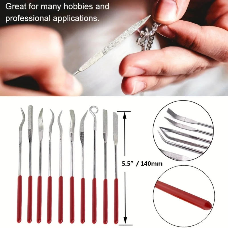 Description Picture 5 of item10pcs Mini Diamond File Set Fine Diamond File Set Flat Triangle Needle Files for Metal Glass Ceramic