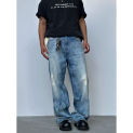 High Quality Wasteland Style American Men's Heavy Vintage Washed High Street Straight Loose Jeans Trousers