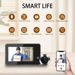 1080P WiFi Door Peephole Viewer Camera 4.3 Inch Voice Intercom PIR Night Vision Doorbell Tuya Smart Life Home Security Monitor