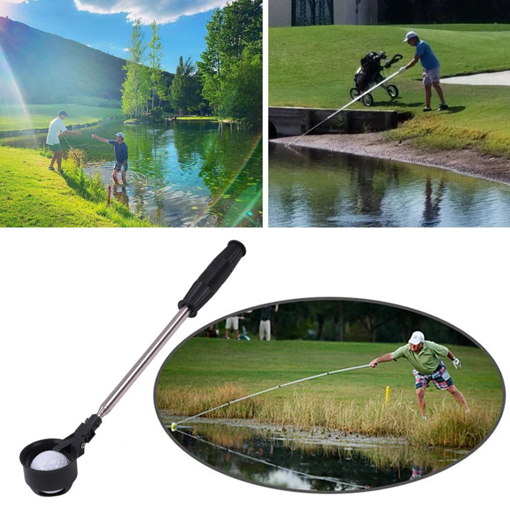 Description Picture 4 of itemGolf Ball Pick Up Tools Telescopic Golf Ball Retriever Catcher Golf Training Aids Automatic Locking Scoop Picker Golf Ball
