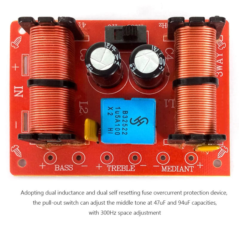 Description Picture 6 of item150W 3 Way Audio Speaker Crossover Treble Midrange Bass Independent Crossover HiFi Home Speakers Filter Frequency Divider