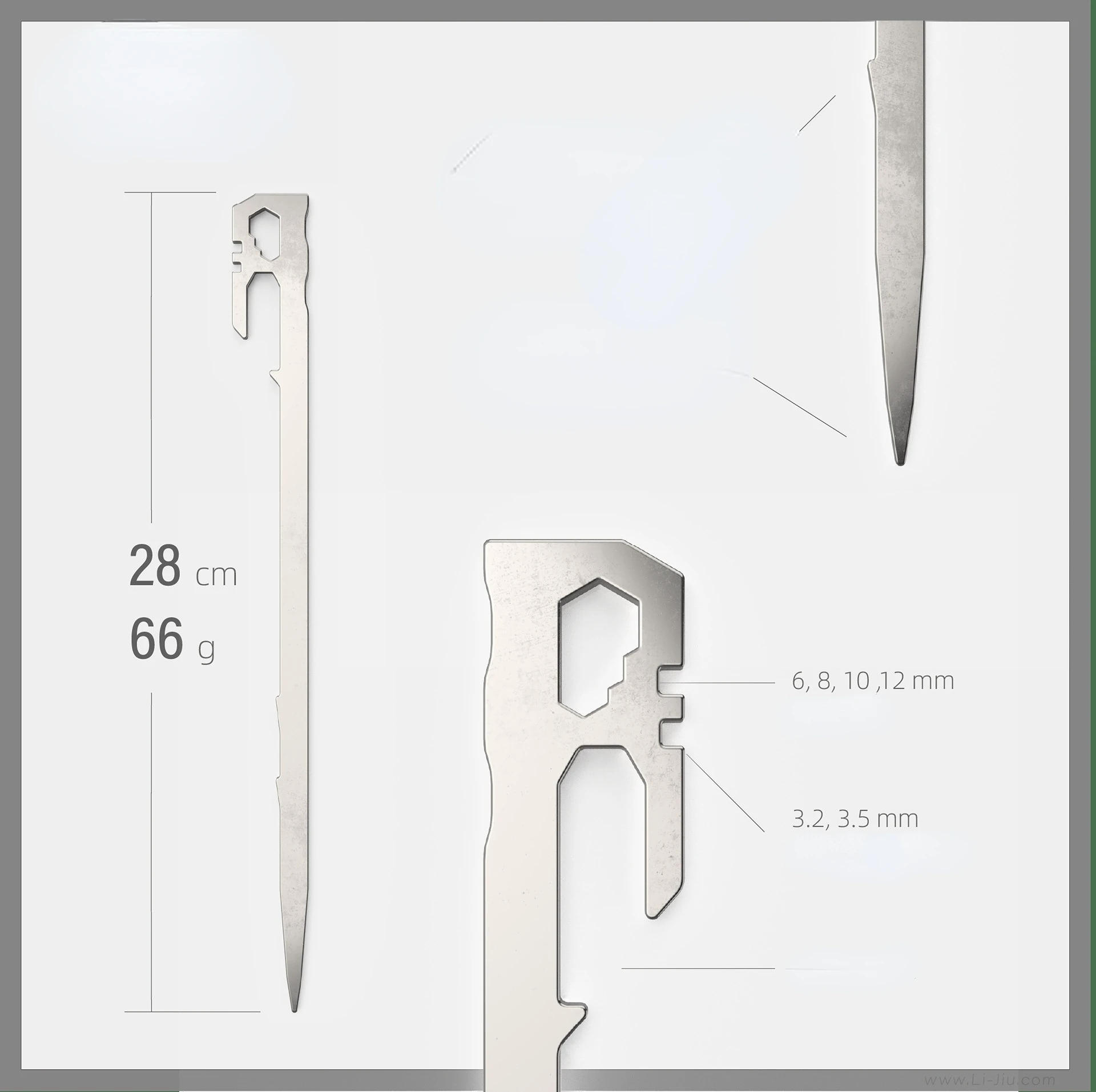 Description Picture 4 of item6Pcs/lot 28cm Stainless Steel Canopy Tent Pegs Garden Stakes Ground Nail Heavy Duty with Reflective Cord Hammock Beach Camping