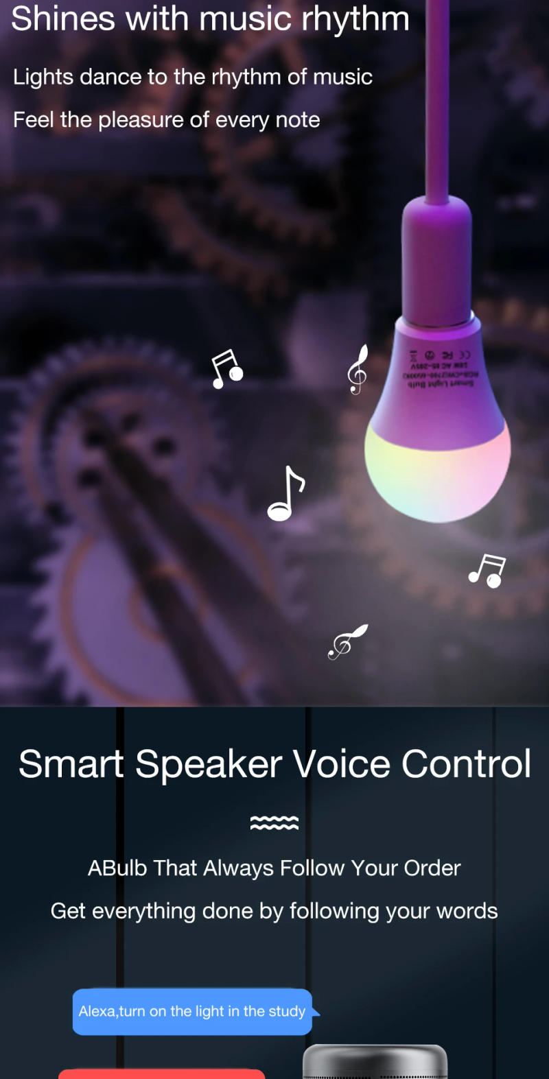 Description Picture 4 of itemCozy Life 85-265V E27 WIFI Smart Bulb RGB Colour Adjustment Timer Switch APP Control Living Room Bedroom Decorative Light