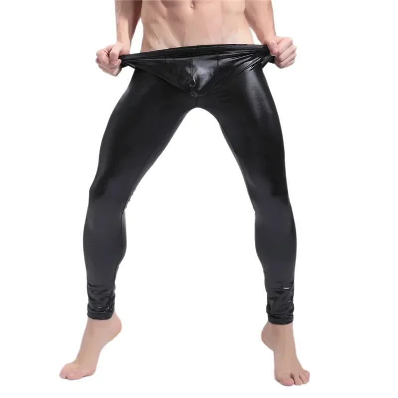 Description Picture 5 of itemMen Sexy PU Leather Legging Trousers Skinny Faux Leather Long Pant Tight Erotic Temptation Trouser Casual Slim Clubwear Leggings