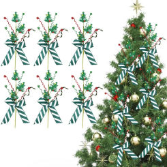 Christmas Tree Picks Decoration Christmas Glitter Ornament Home Vase Filler Craft Tree Topper Ornament Green Christmas