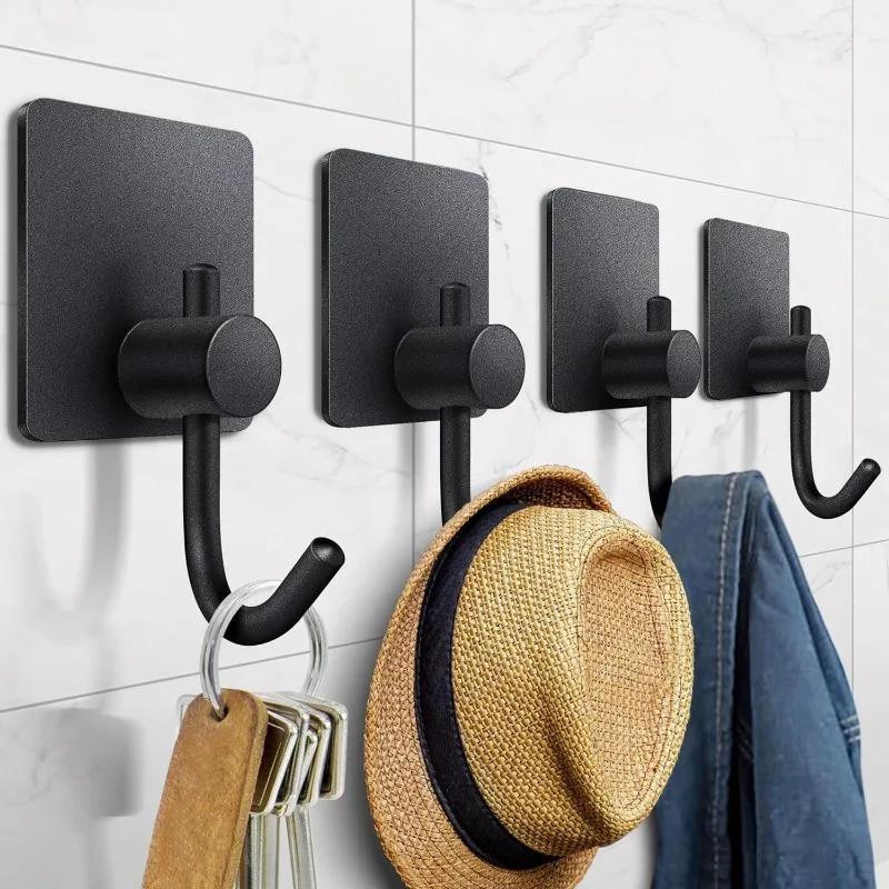 Description Picture 3 of item4Pcs Stainless Steel Bathroom Robe Hooks Adhesive Wall Hook Towel Holder Bathroom Kitchen Hardware Multi-Purpose Hanger Hook