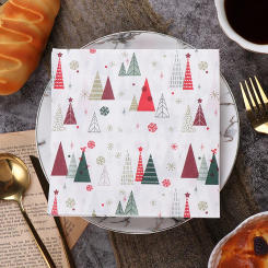 Christmas Tree Print Disposable Paper Napkin For Xmas Theme Party Supplie For Home Christmas Decoration and Table Accessories