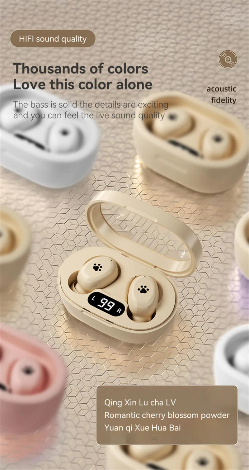 Description Picture 4 of item2025 New Mini Wireless Earbuds Cute In-ear Bluetooth 5.3 Headset Sports HIFI Stereo Touch Music Game Headphone For Xiaomi iPhone