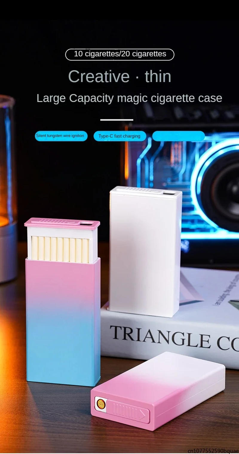 Description Picture 6 of itemCreative Magic Cigarette Case Lighter 20 Cigarettes Slim Cigarette Case High-looking Ladies Cigarette Case Cute
