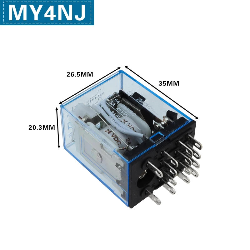Description Picture 3 of item10PCS MY4NJ HH54P MY4N-J 14 Pin AC/DC 6V 12V 24V 36V 48V 110V 220V Mini Relay Intermediate Electromagnetic Relay