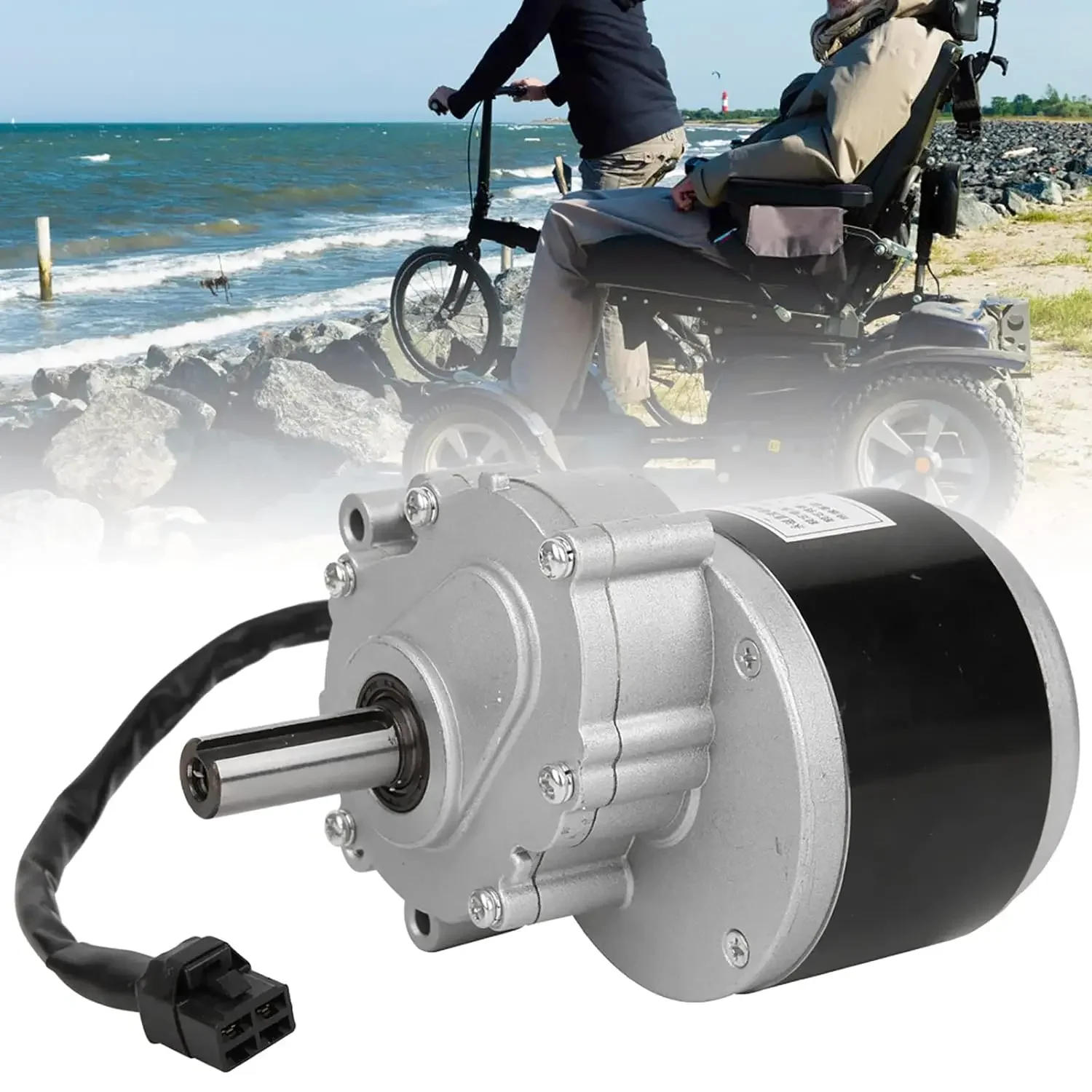 Description Picture 5 of item250w 24v 75rpm / 120rpm Low Speed Brush Motor, 44mm Longer Shaft, Shaft Diameter 17mm , Wheel Chair Use DC Gear Brushed Motor