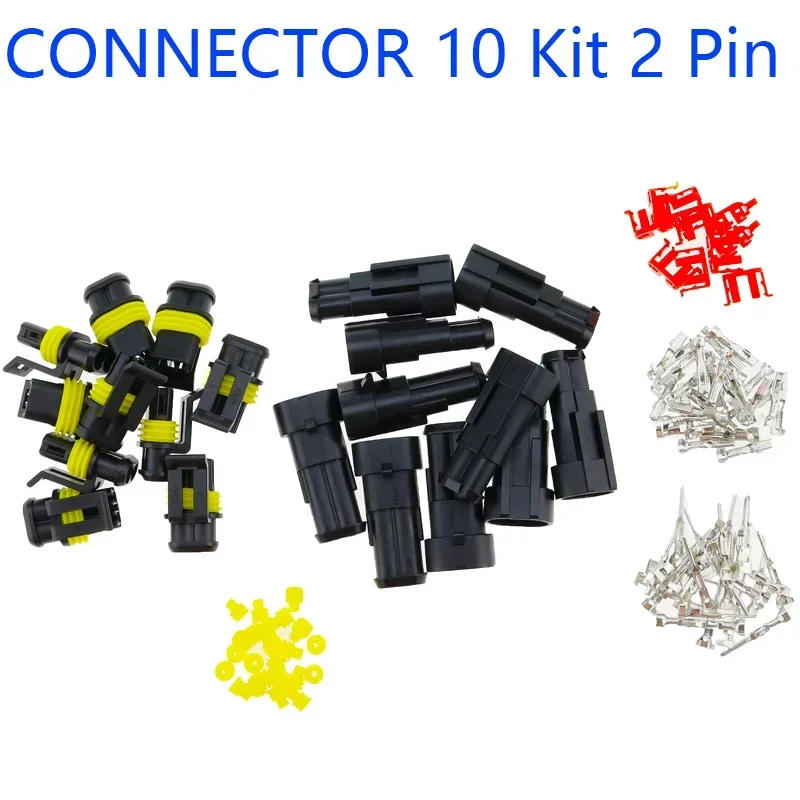 Description Picture 4 of itemPromotion! 10 Kit 2 Pin Way Waterproof Electrical Wire Connector Plug 1.5mm Terminals 2Pin HID Plug Auto Xenon lamp Plug