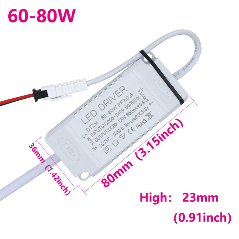 Description Picture 2 of itemLED Driver 30-50W 60-80W LED Driver 460mA 600mA Light LED Transformer AC200V Power Adapter DC80-147V For LED Spot Bulb DIY Strip