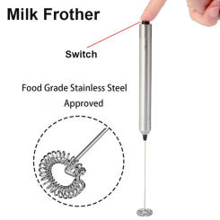 W8KC Milk Frother Handheld Foam Maker Whisk Drink Mixer Mini Foamer for Lattes Coffee