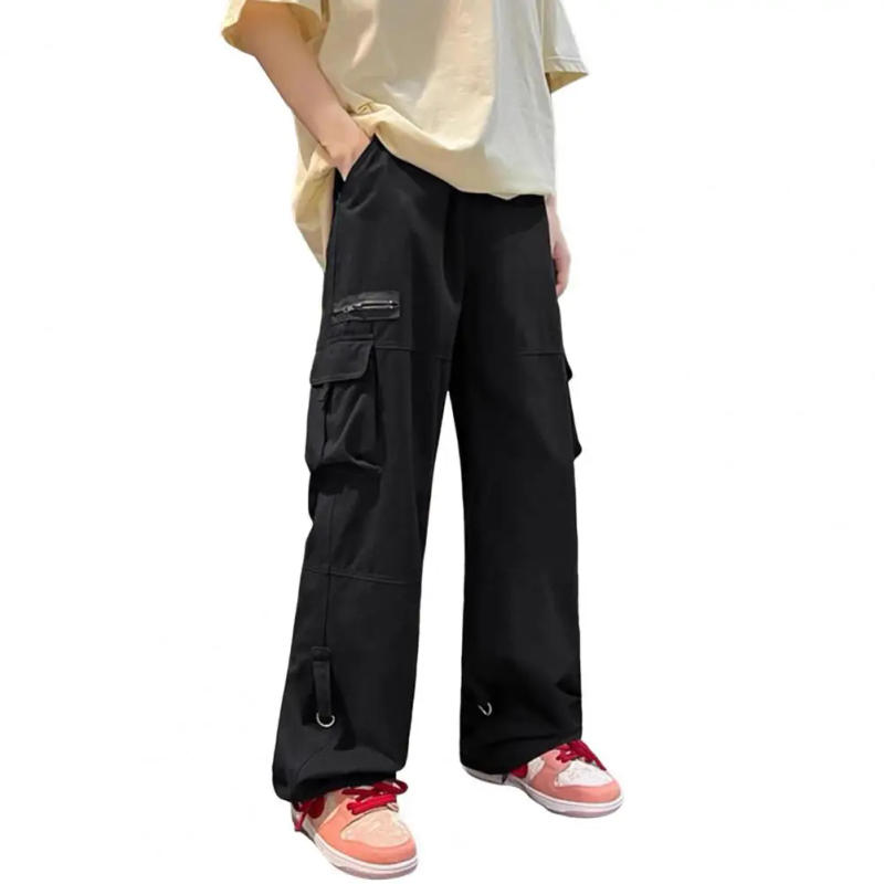 Description Picture 4 of itemMen's Overalls Elastic Waist Retro Loose Multi-pocket Casual Solid Color High Street Daily Sports Streetwear Hip Hop Trousers