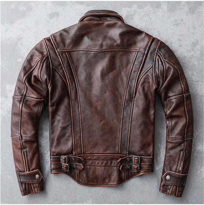 Description Picture 4 of itemFree shipping.Vintage Brand cowhide Jacket,Classic casual genuine Leather coat.Motor Rider leather wear.Retro style.quality