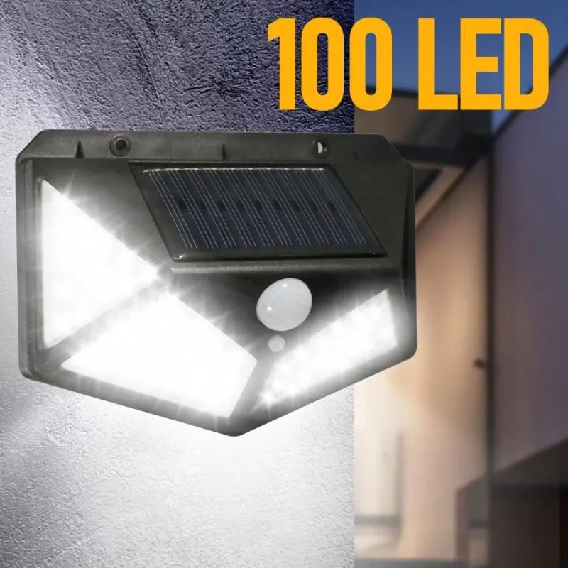 Description Picture 3 of item1/2/4/8/10PCS 100 LED Solar Wall Lamp 4 Sides Luminous With Motion Sensor Outdoor Garden Courtyard Waterproof Wall Light