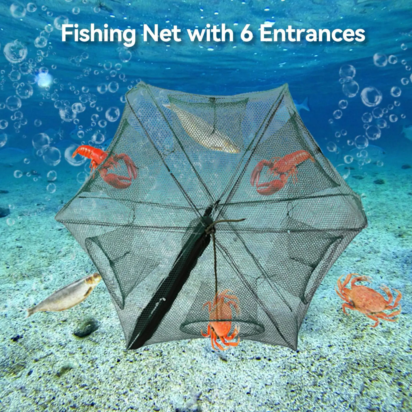 Description Picture 2 of itemFishing Net Mesh Folded Hexagon Octagon 6/8 Holes Fish shrimp Automatic Trap Crayfish catcher Fish Network Baits cast Mesh Trap