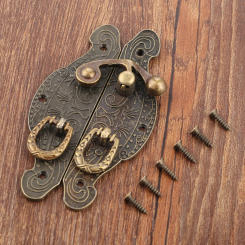 1Set Antique Box Latch Hasp Vintage Wooden Gift Box Toggle Lock Alloy Buckle Latch Hook Furniture Hardware Zinc Alloy with Screw