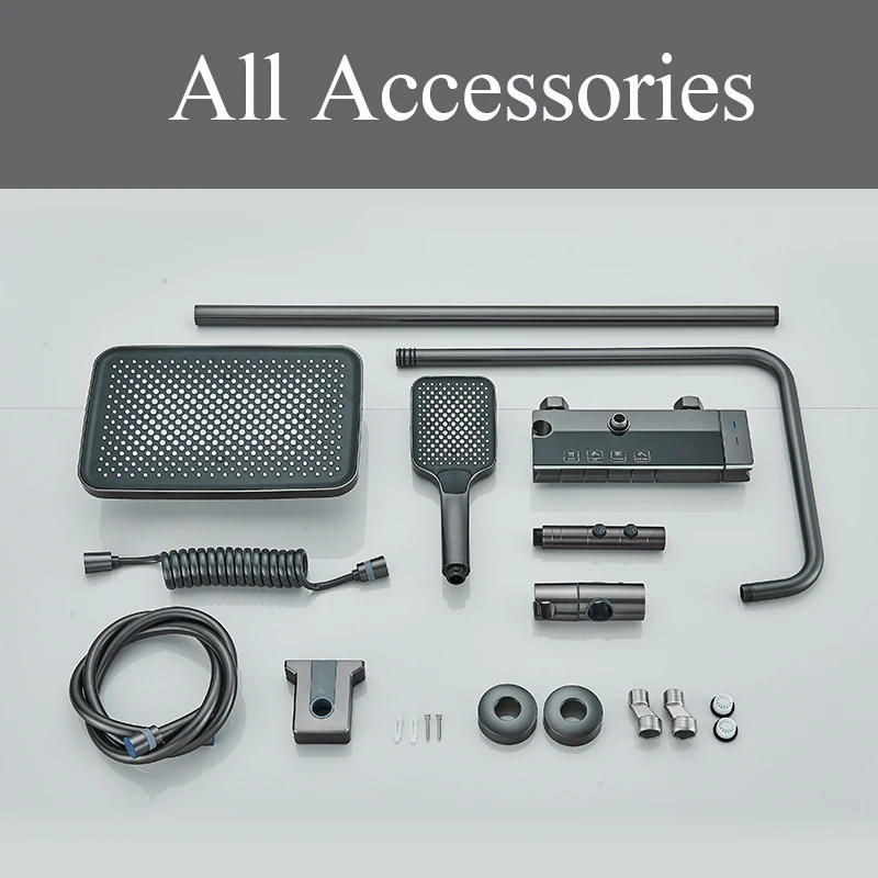 Description Picture 6 of itemAluminium Alloy Gray Bathroom Shower Set LCD Digital Display Smart Tech System Shower Bidet 4 Function Shower Wall