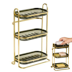 3 Layer Soap Dish Wall Mounted Soap Rack Punch Free Bathroom Soap Drainer kitchen storage organizer bathroom accessories