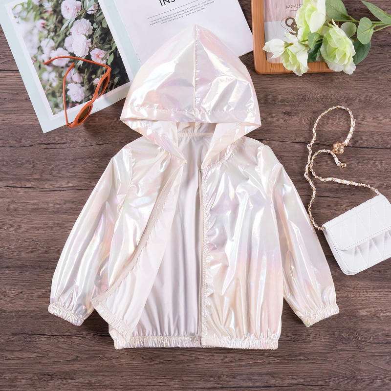 Description Picture 2 of item2024 New Popular Solid Color Baby Girl Polyester Fashionable and Comfortable Daily Wear Thin Hooded Jacket