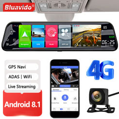 Bluavido 12" Car Rearview Mirror Dash Cam 4G Android 8.1 GPS Navigation Bluetooth WiFi Video Camera Recorder Remote Monitor DVR