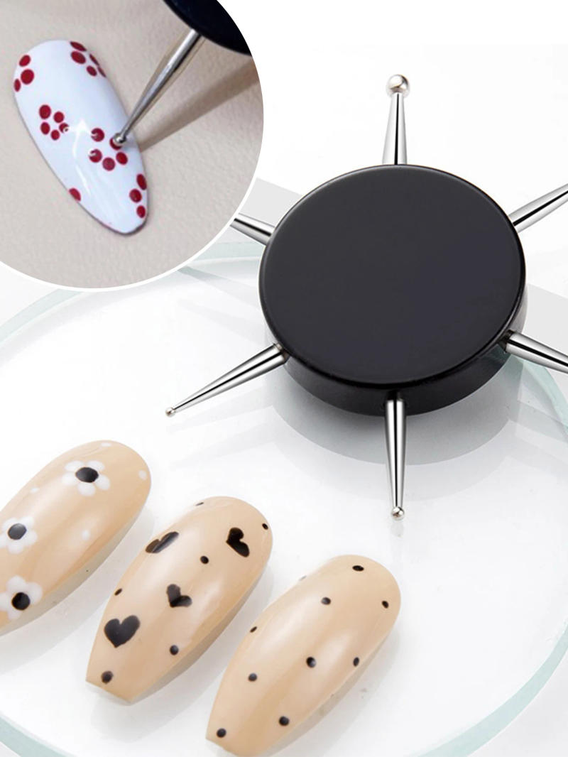 Description Picture 2 of item1pc 6 Head Nail Art Dotting Tools Disc Nail Drill Point Nail Tools Dot Painting Tools Nail Point Drill Pen