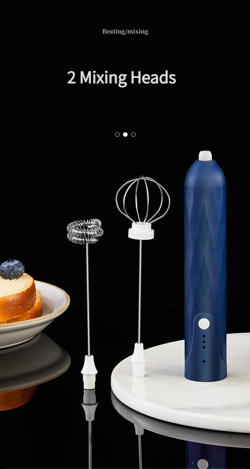 Description Picture 5 of item1 PCS Electric Egg Beater 3 Speeds Milk Frother Portable USB Mixer Hand Held Coffee Whisk Household Kitchen Gadgets Foamer