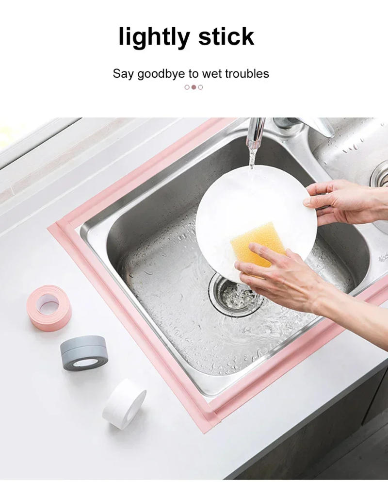 Description Picture 3 of itemHot 3.2M Self-adhesive Sealing Tape PVC Oil-Proof Kitchen Sink Edge Caulk Tape Waterproof Bathroom Toilet Corner Wall Sticker