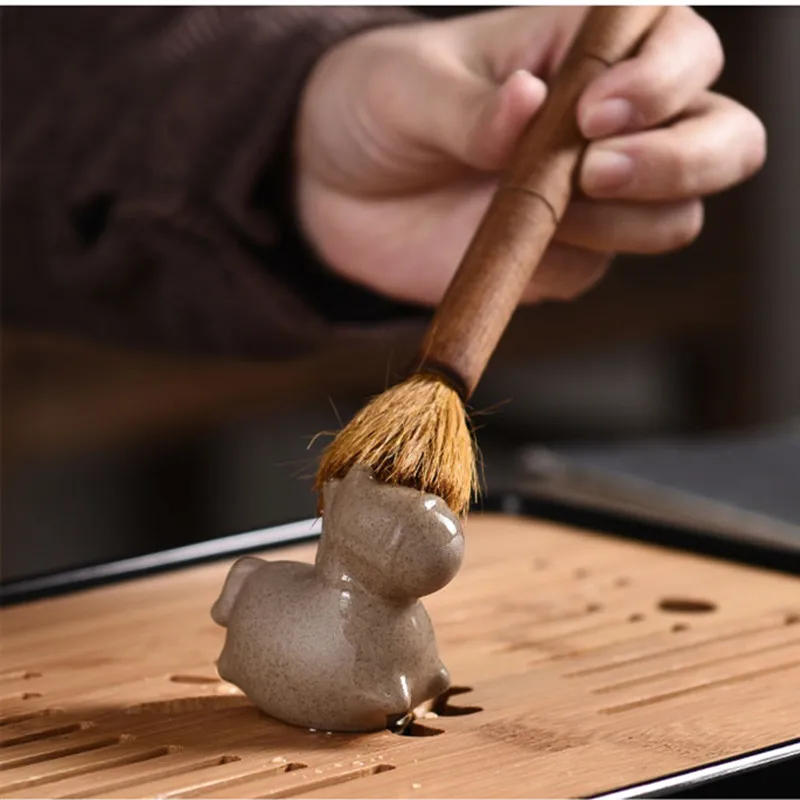 Description Picture 6 of item1Pc Crude Pottery Zodiac Tea Pet Ornaments Boutique Cute Mini Tea Figurine Pottery Tea Set Decoration Tea Table Accessories