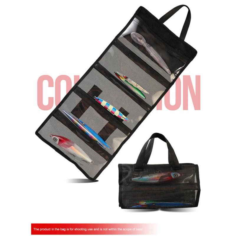 Description Picture 5 of itemPortable Fishing Lure Bags Dirt Resistant Mesh Folding Bait Lure Hook Handbag Breathable Wear-resistant Fishing Gear Accessories