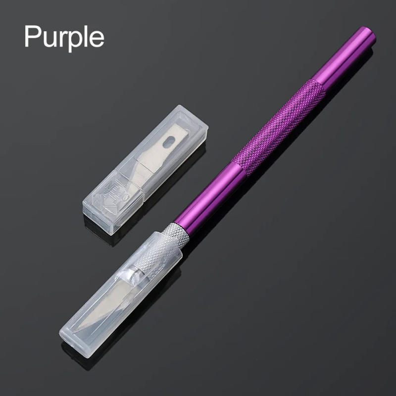 Description Picture 4 of item1PC 6 Colors Metal Handle Non-Slip Knife With 6Pcs Blade Scalpel Engraving Cutter Sculpture Carving Knife Pastry Cake Tools